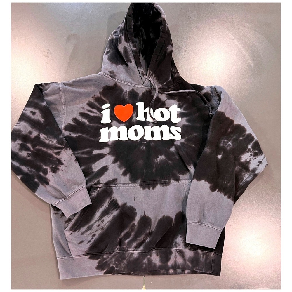 Danny Duncan Hoodie Mens Medium Black Tie Dye Excellent I Heart Hot Moms Graphic